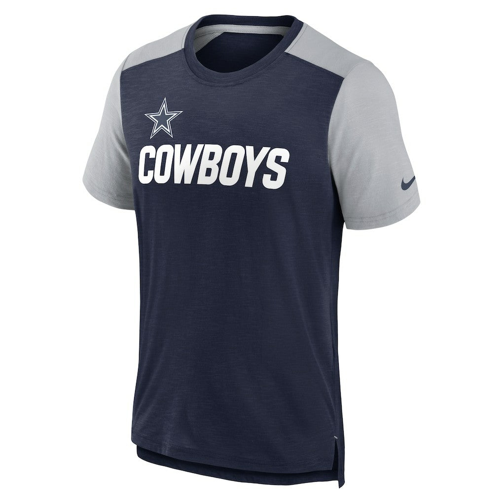 Dallas Cowboys Color Block Team Name T-Shirt - Heathered Navy/Heathered Gray T-shirts