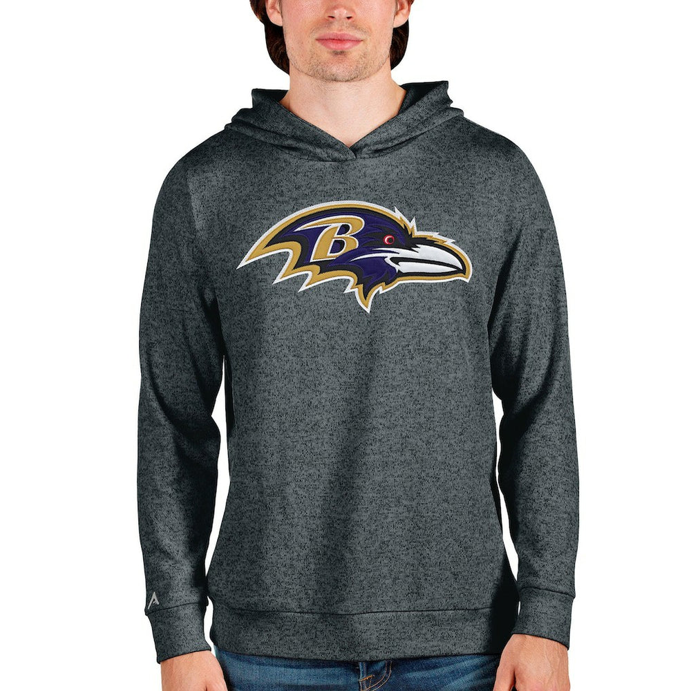 Baltimore Ravens Antigua Team Absolute Pullover Hoodie - Heathered Charcoal Hoodies