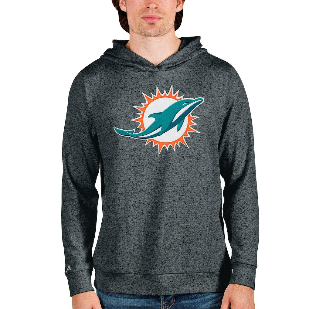 Miami Dolphins Antigua Team Absolute Pullover Hoodie - Heathered Charcoal Hoodies