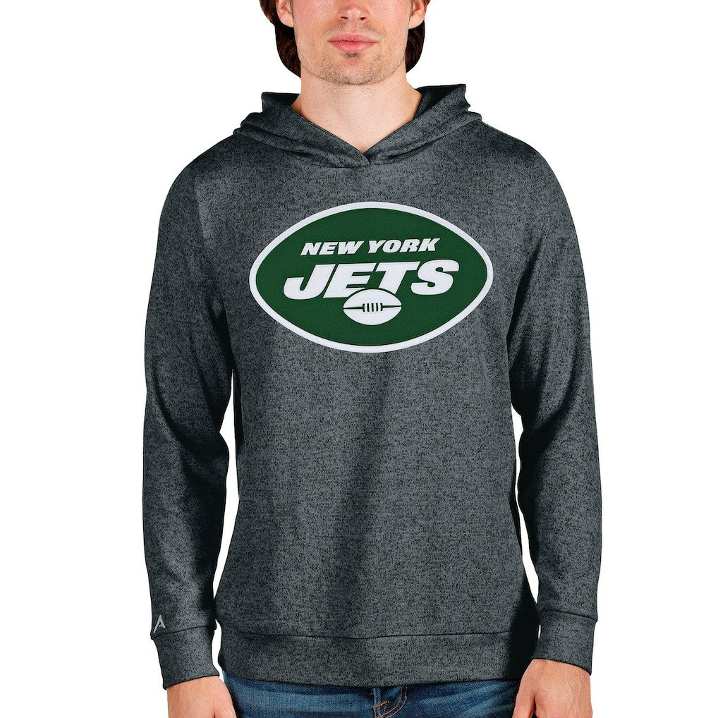 New York Jets Antigua Team Absolute Pullover Hoodie - Heathered Charcoal Hoodies