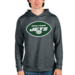 New York Jets Antigua Team Absolute Pullover Hoodie - Heathered Charcoal Hoodies