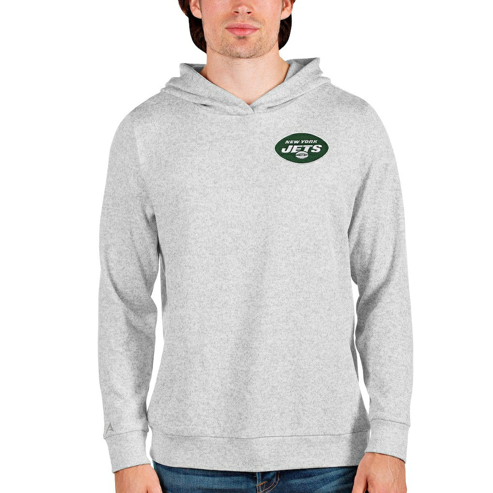 New York Jets Antigua Absolute Pullover Hoodie - Heathered Gray Hoodies