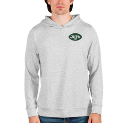 New York Jets Antigua Absolute Pullover Hoodie - Heathered Gray Hoodies