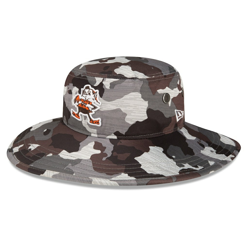 Cleveland Browns New Era 2022 NFL Training Camp Historic Logo Panama Bucket Hat - Camo Hats