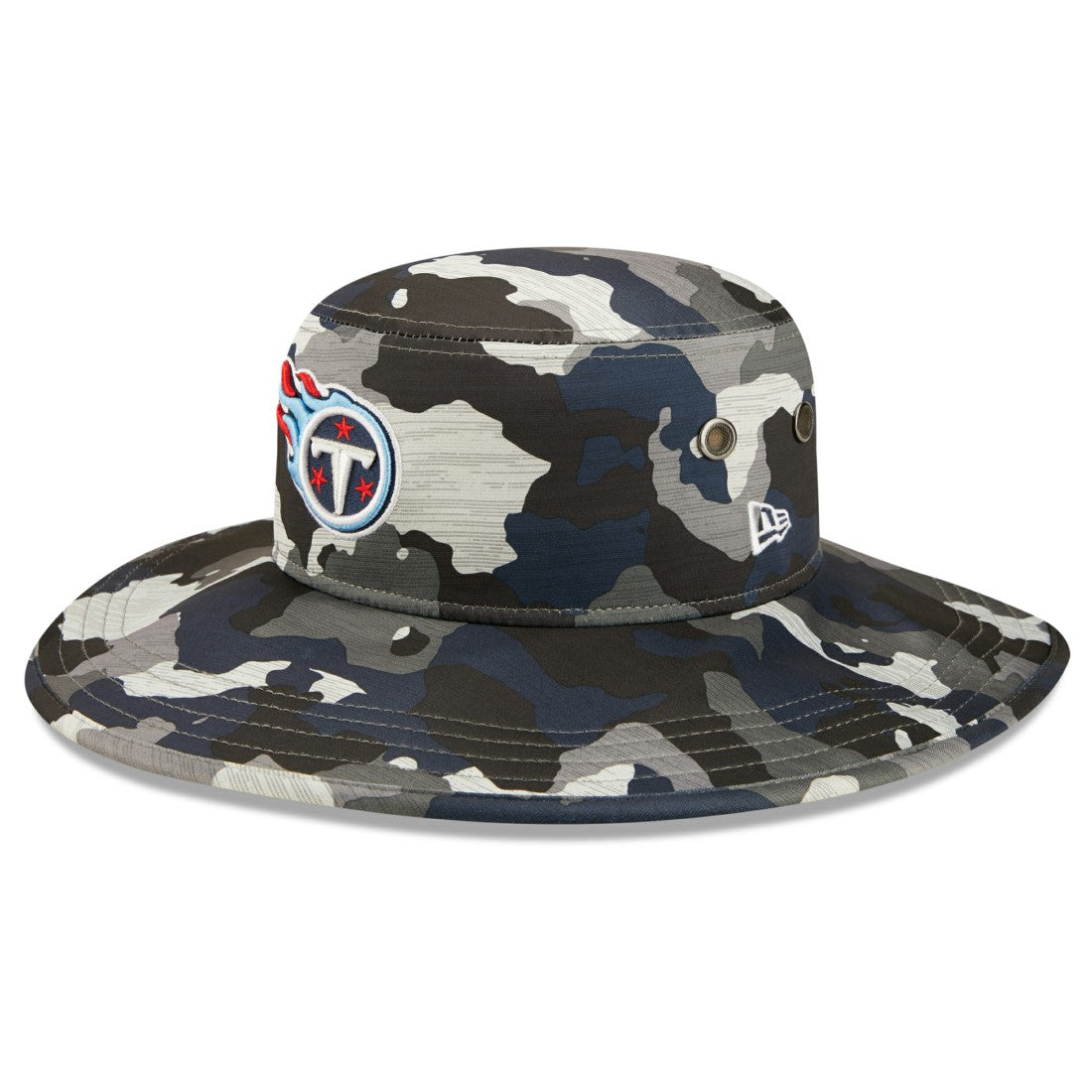 Tennessee Titans New Era 2022 NFL Training Camp Panama Bucket Hat - Camo Hats