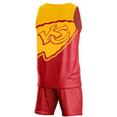 Kansas City Chiefs FOCO Colorblock Mesh V-Neck & Shorts Set - Red Shorts