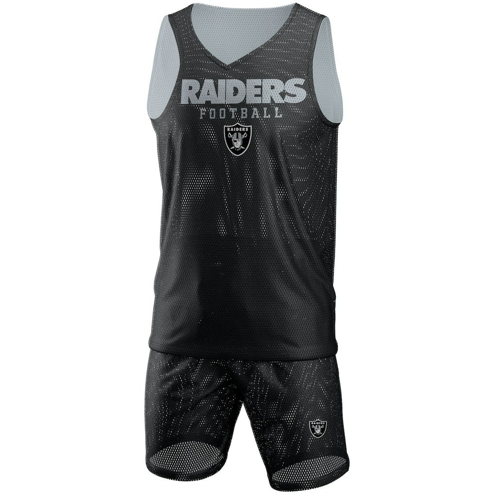 Las Vegas Raiders FOCO Colorblock Mesh V-Neck & Shorts Set - Black Shorts