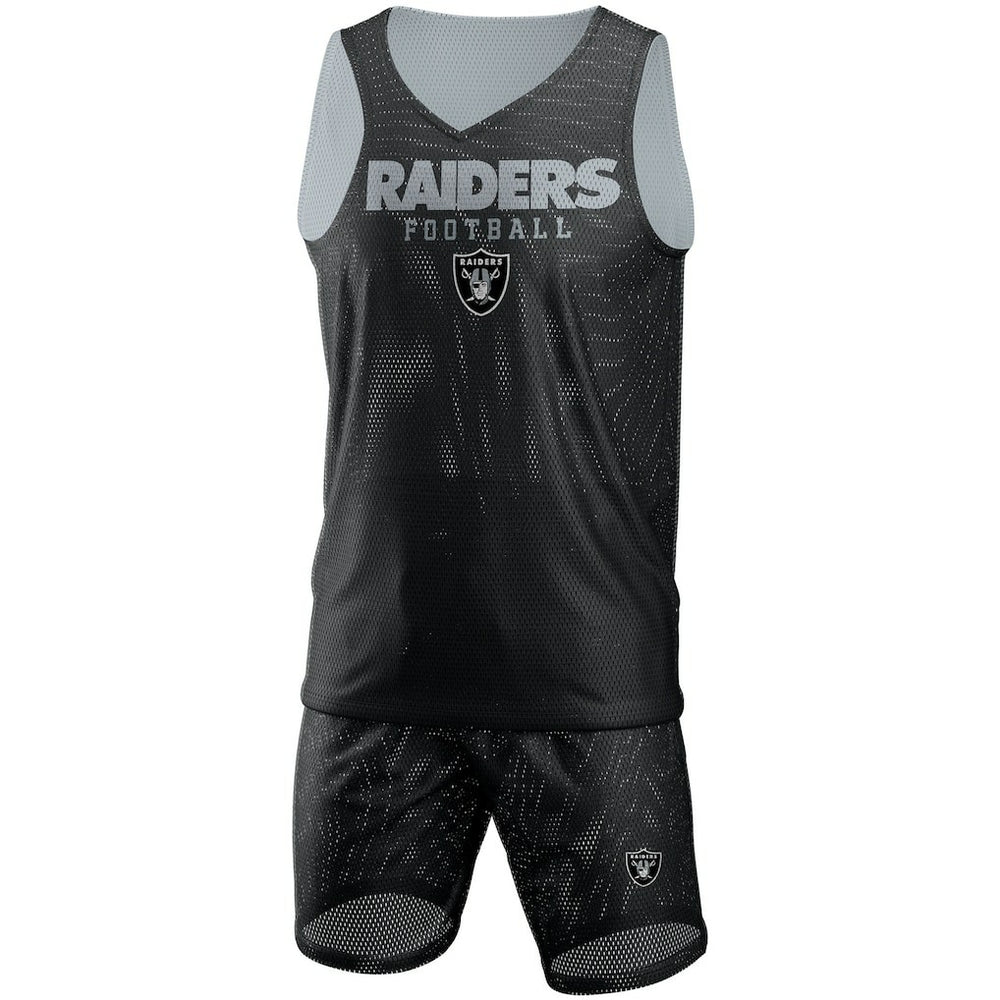 Las Vegas Raiders FOCO Colorblock Mesh V-Neck & Shorts Set - Black Shorts