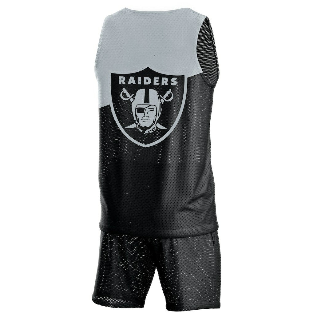 Las Vegas Raiders FOCO Colorblock Mesh V-Neck & Shorts Set - Black Shorts