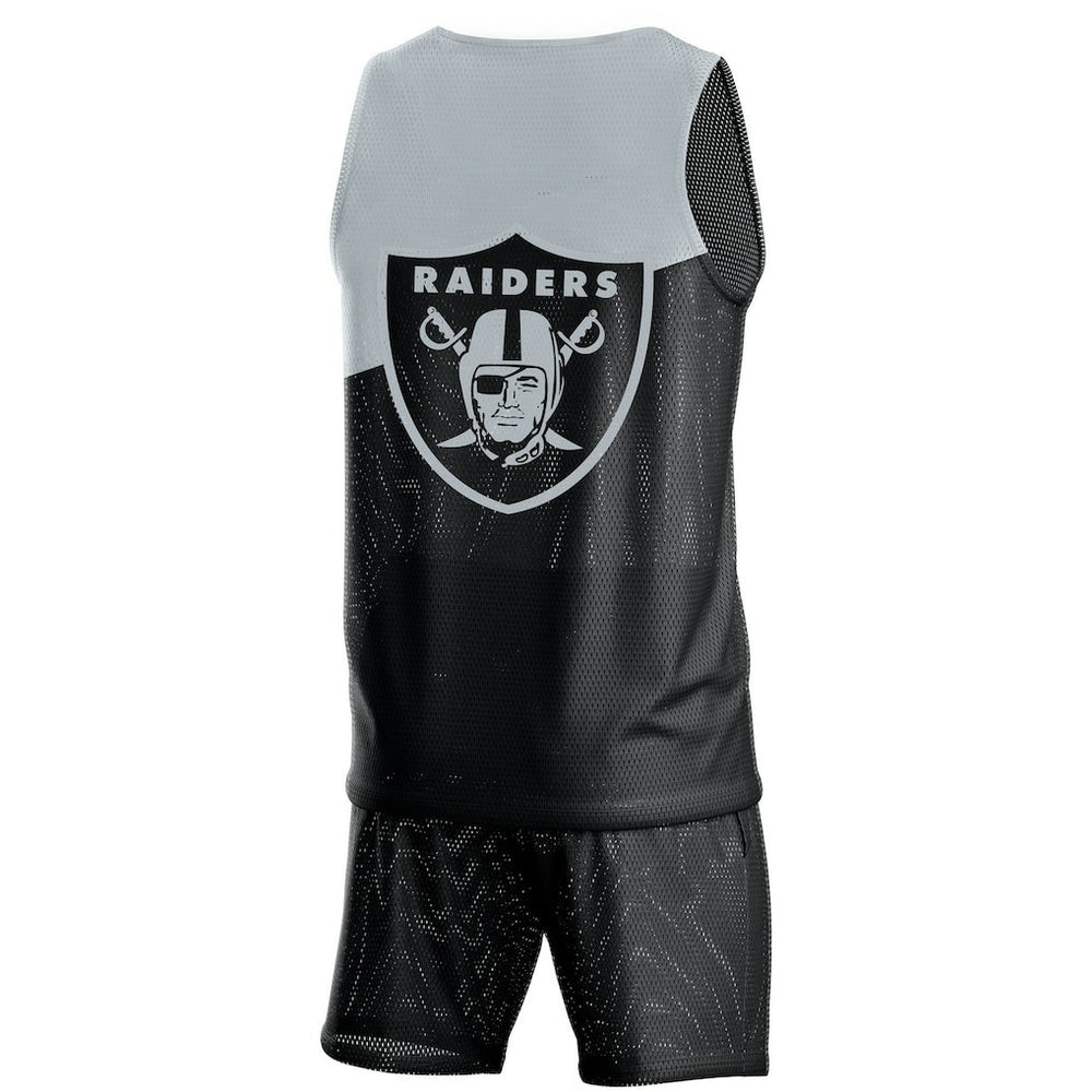Las Vegas Raiders FOCO Colorblock Mesh V-Neck & Shorts Set - Black Shorts