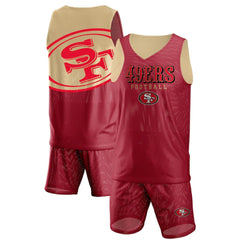 San Francisco 49ers FOCO Colorblock Mesh V-Neck & Shorts Set - Scarlet Shorts