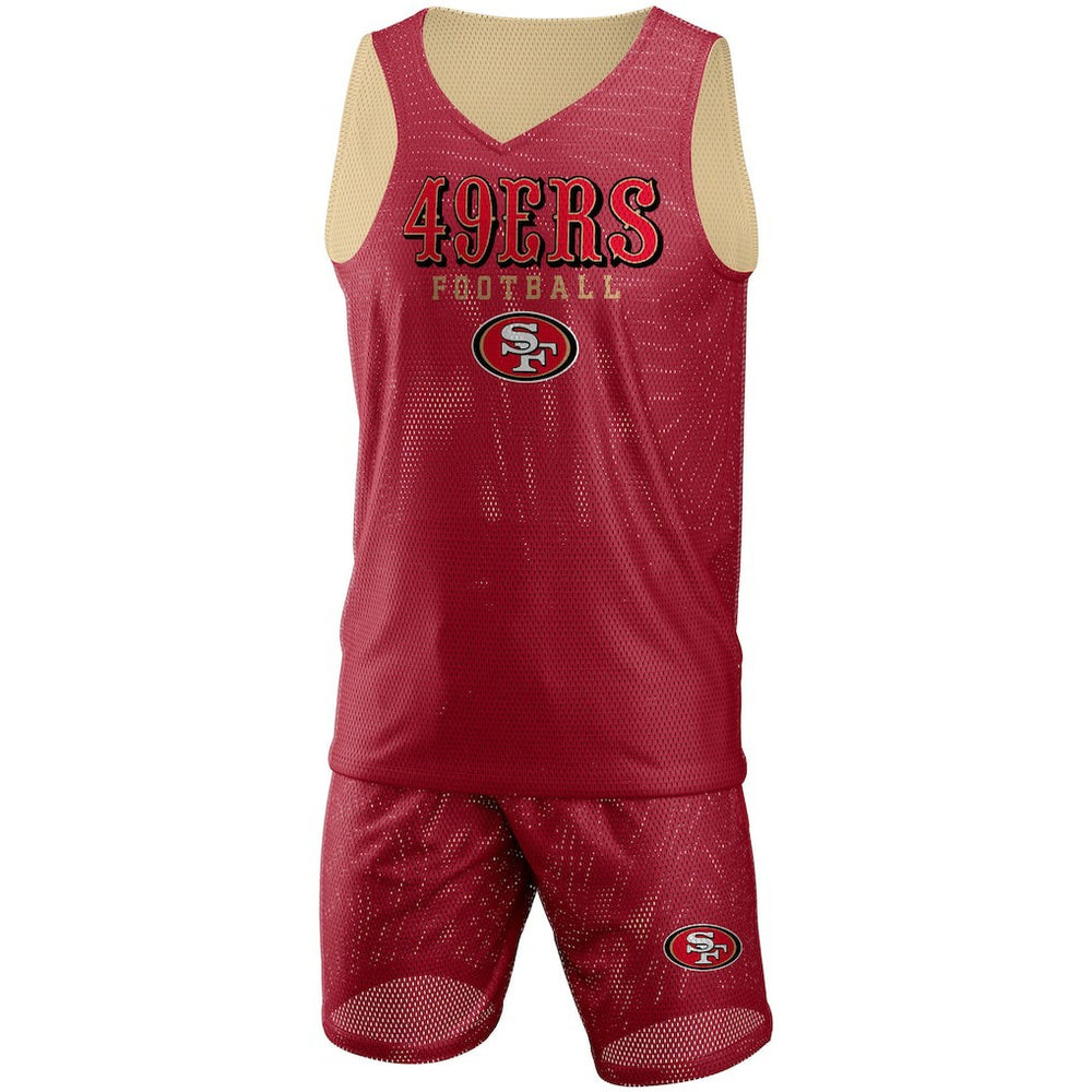 San Francisco 49ers FOCO Colorblock Mesh V-Neck & Shorts Set - Scarlet Shorts