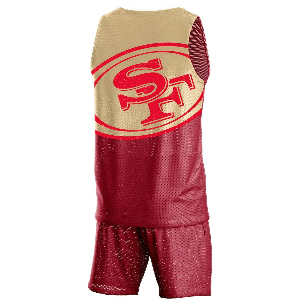 San Francisco 49ers FOCO Colorblock Mesh V-Neck & Shorts Set - Scarlet Shorts