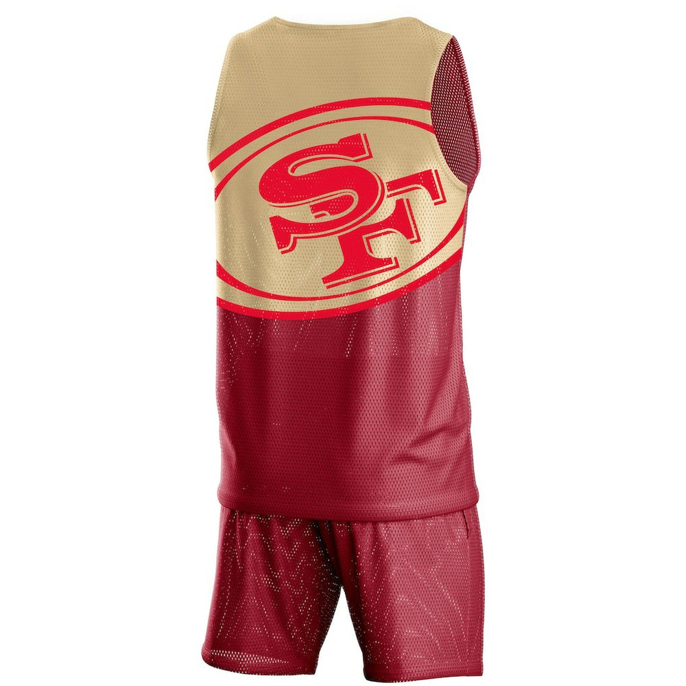 San Francisco 49ers FOCO Colorblock Mesh V-Neck & Shorts Set - Scarlet Shorts