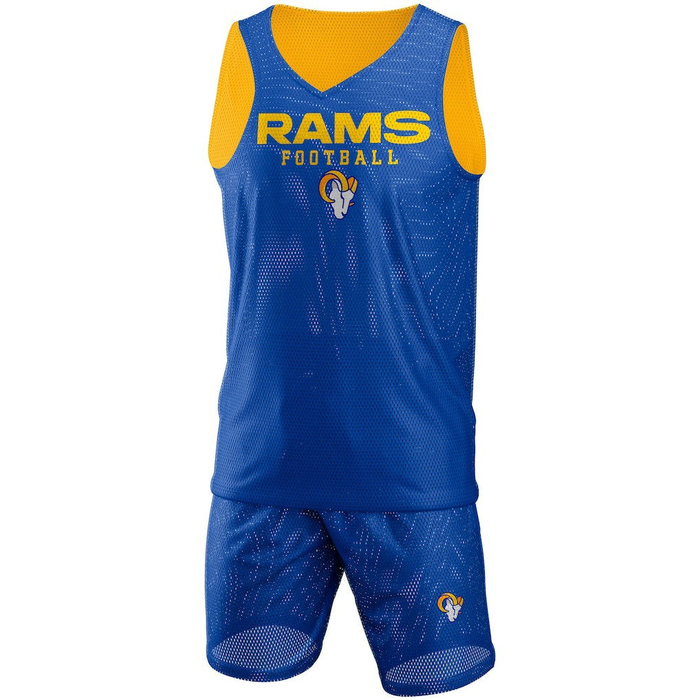 Los Angeles Rams FOCO Colorblock Mesh V-Neck & Shorts Set - Royal Shorts