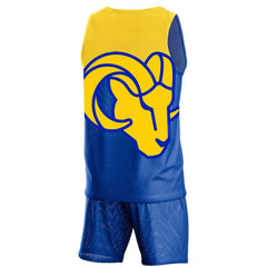 Los Angeles Rams FOCO Colorblock Mesh V-Neck & Shorts Set - Royal Shorts