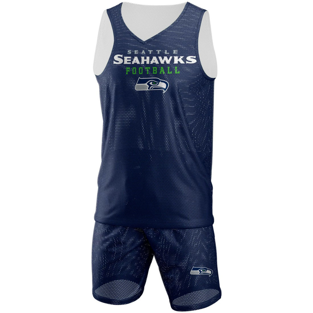Seattle Seahawks FOCO Colorblock Mesh V-Neck & Shorts Set - College Navy Shorts