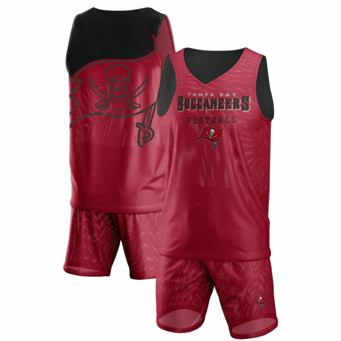 Tampa Bay Buccaneers FOCO Colorblock Mesh V-Neck & Shorts Set - Red Shorts