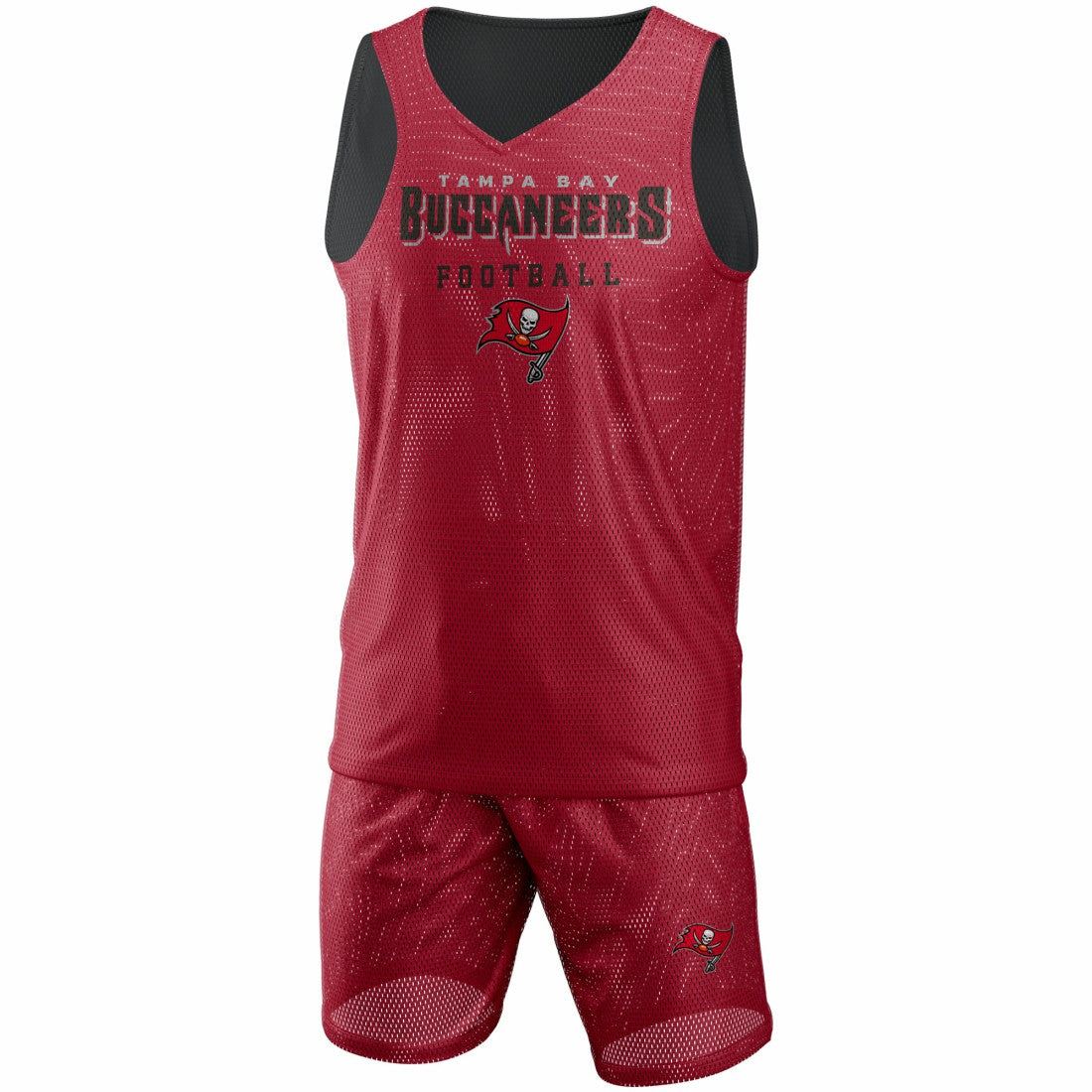Tampa Bay Buccaneers FOCO Colorblock Mesh V-Neck & Shorts Set - Red Shorts