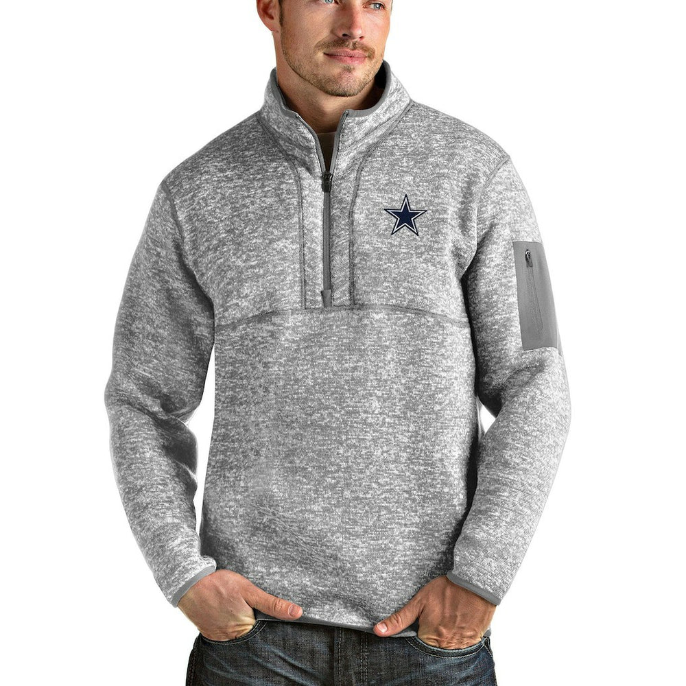 Dallas Cowboys Antigua Fortune Quarter-Zip Pullover Jacket - Heathered Gray Pullover