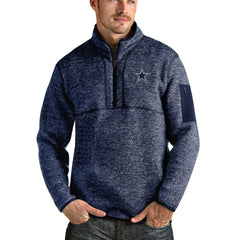 Dallas Cowboys Antigua Fortune Quarter-Zip Pullover Jacket - Heathered Navy Pullover