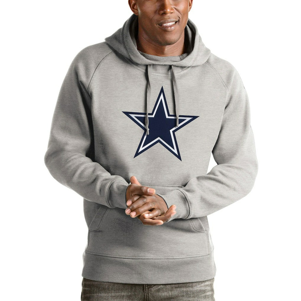 Dallas Cowboys Antigua Victory Pullover Hoodie - Heathered Gray Hoodies