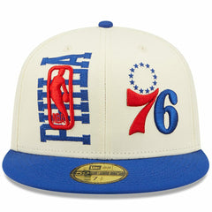 Philadelphia 76ers 2022 NBA Draft 59FIFTY Fitted Hat Cream/Royal - New Era