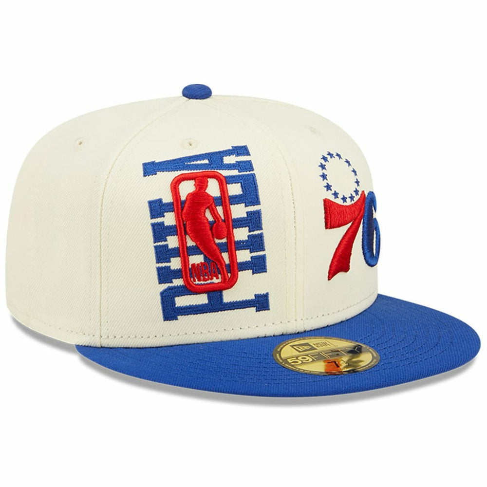 Philadelphia 76ers 2022 NBA Draft 59FIFTY Fitted Hat Cream/Royal - New Era