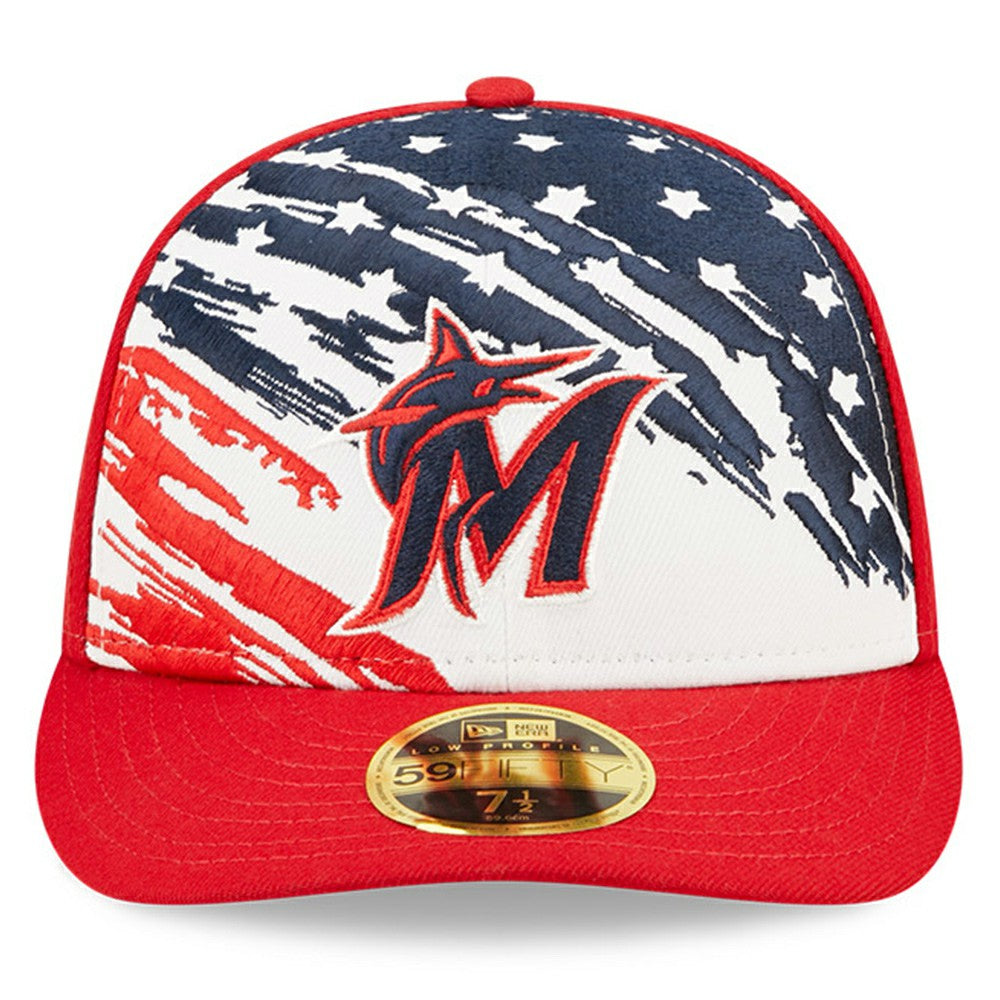 Miami Marlins New Era 2022 4th of July Low Profile 59FIFTY Fitted Hat - Red Hats