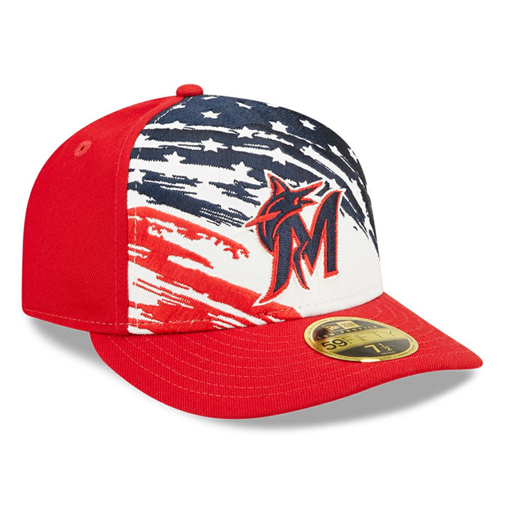 Miami Marlins New Era 2022 4th of July Low Profile 59FIFTY Fitted Hat - Red Hats