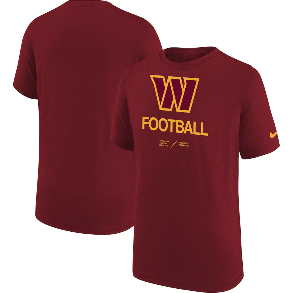 Washington Commanders Youth Sideline Legend Performance T-Shirt - Burgundy T-shirts