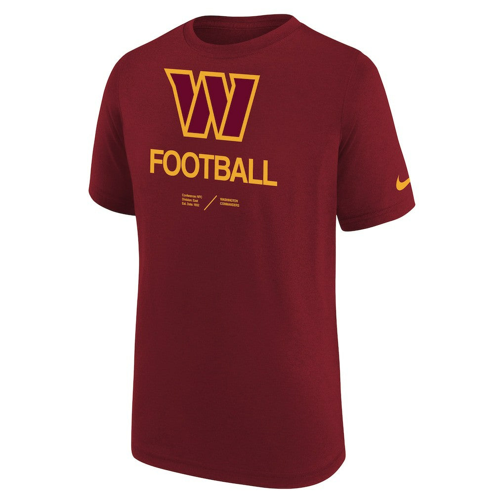 Washington Commanders Youth Sideline Legend Performance T-Shirt - Burgundy T-shirts