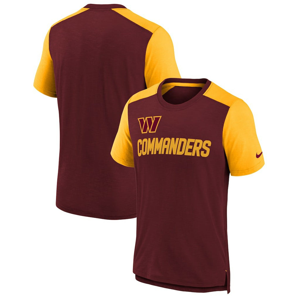 Washington Commanders Youth Colorblock Team Name T-Shirt - Heathered Burgundy/Heathered Gold T-shirts