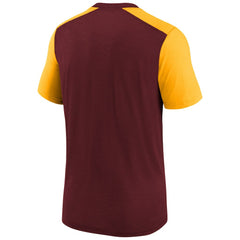Washington Commanders Youth Colorblock Team Name T-Shirt - Heathered Burgundy/Heathered Gold T-shirts