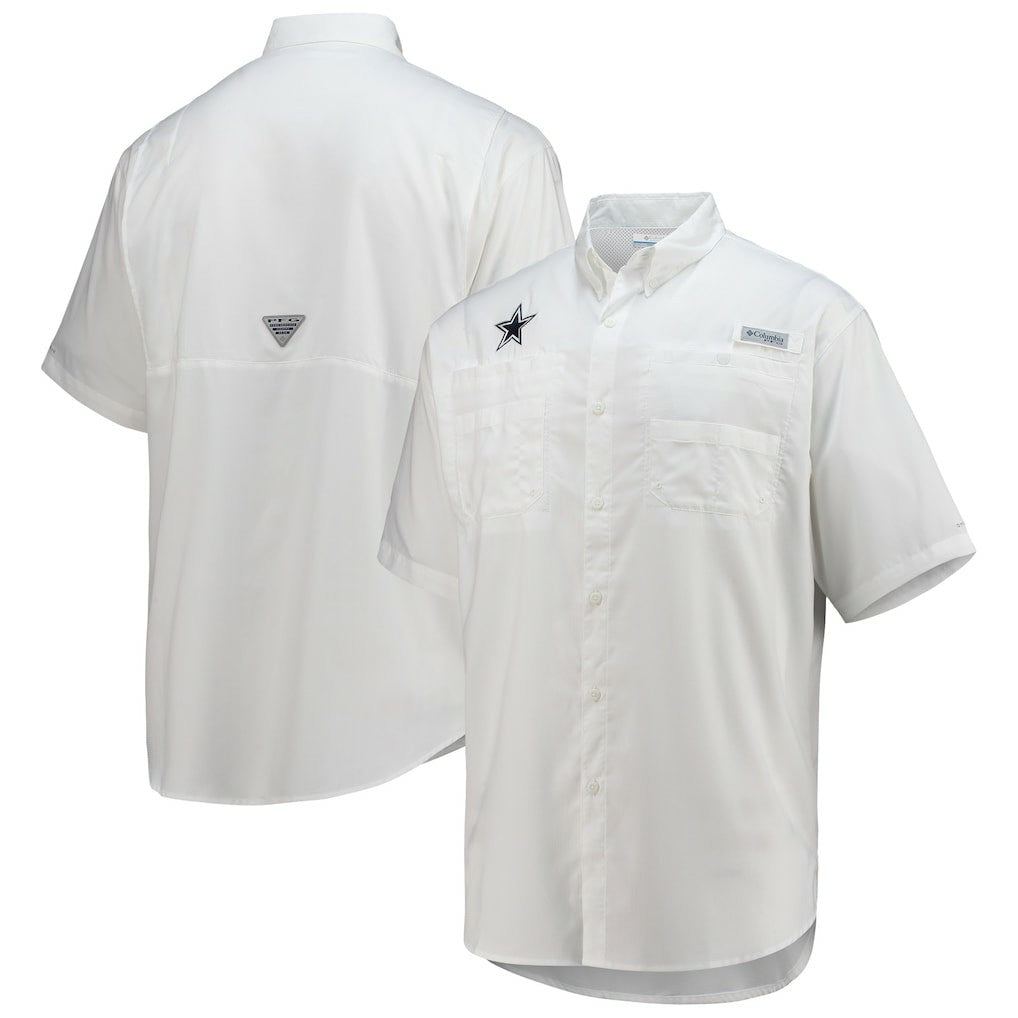 Dallas Cowboys Tamiami Omni-Shade Button-Down Short Sleeve Shirt - White Shorts
