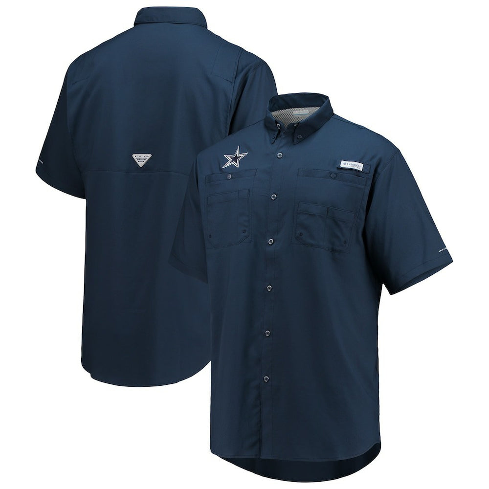 Dallas Cowboys Tamiami Omni-Shade Button-Down Short Sleeve Shirt - Navy Shorts