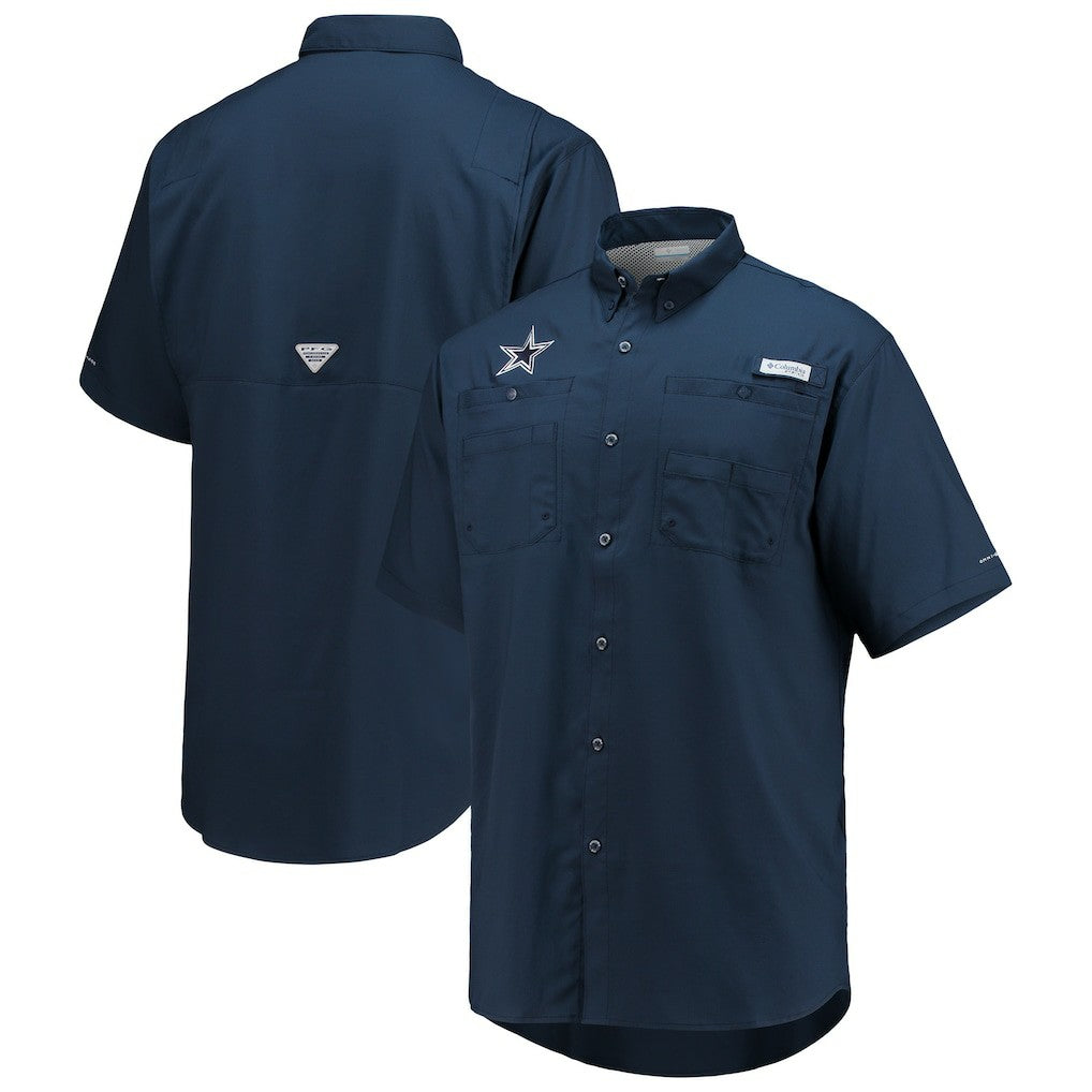 Dallas Cowboys Tamiami Omni-Shade Button-Down Short Sleeve Shirt - Navy Shorts