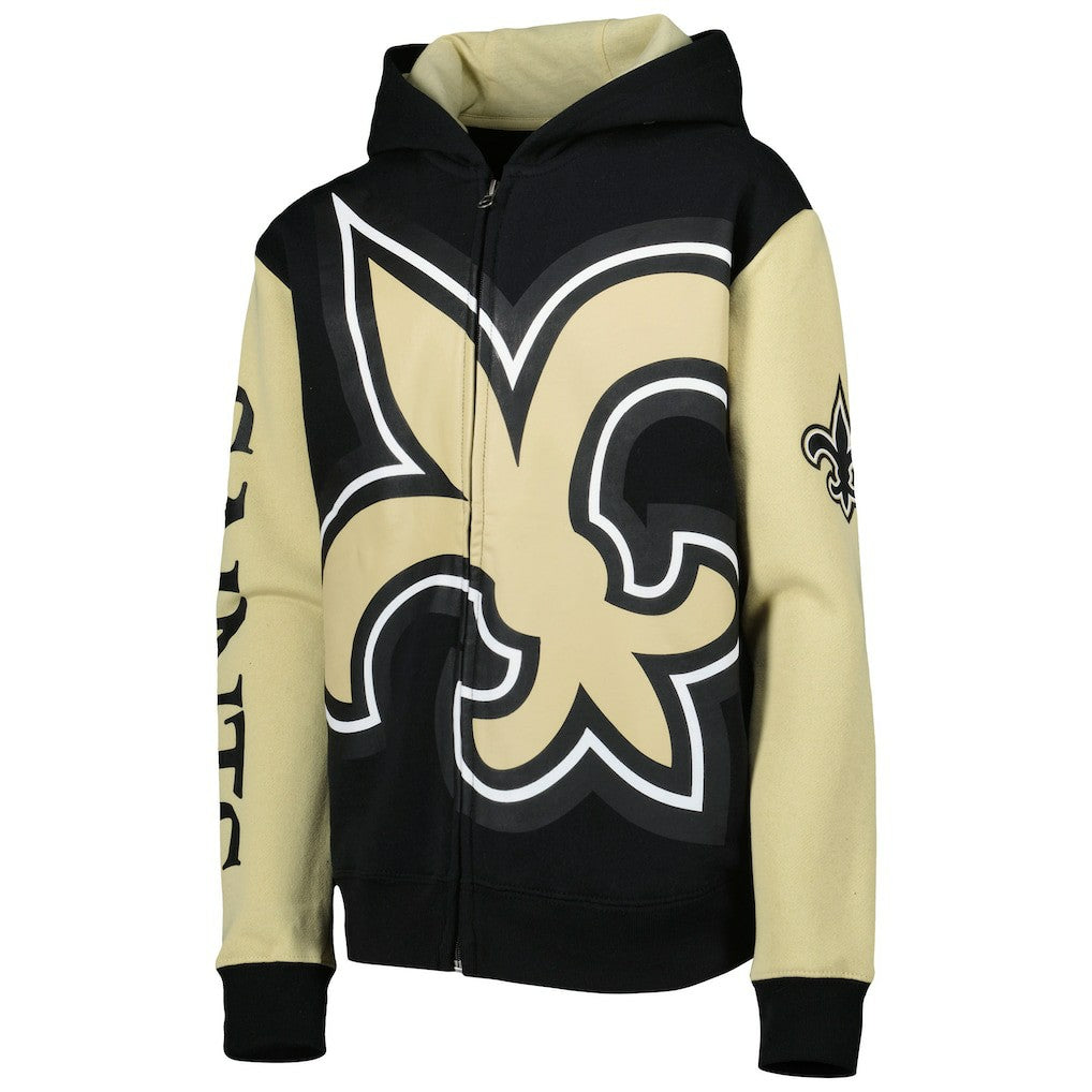 New Orleans Saints Youth Poster Board Full-Zip Hoodie - Black/Gold Hoodies