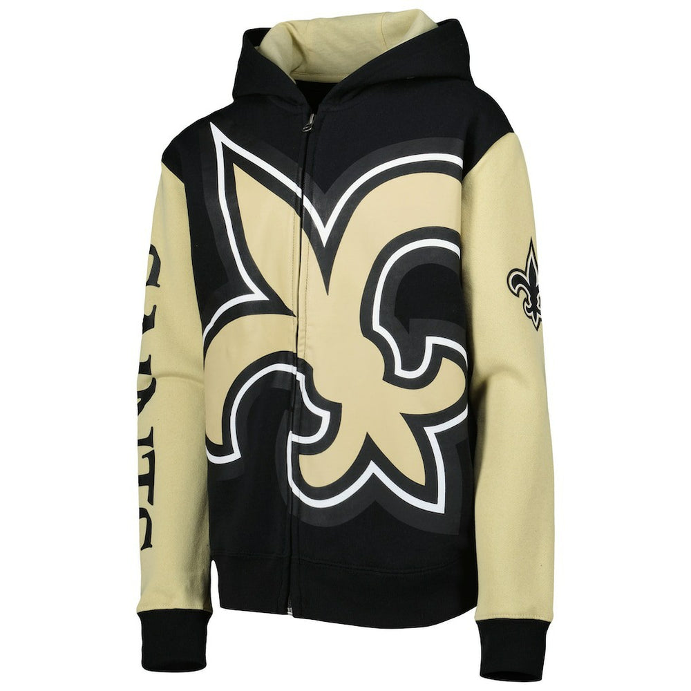 New Orleans Saints Youth Poster Board Full-Zip Hoodie - Black/Gold Hoodies