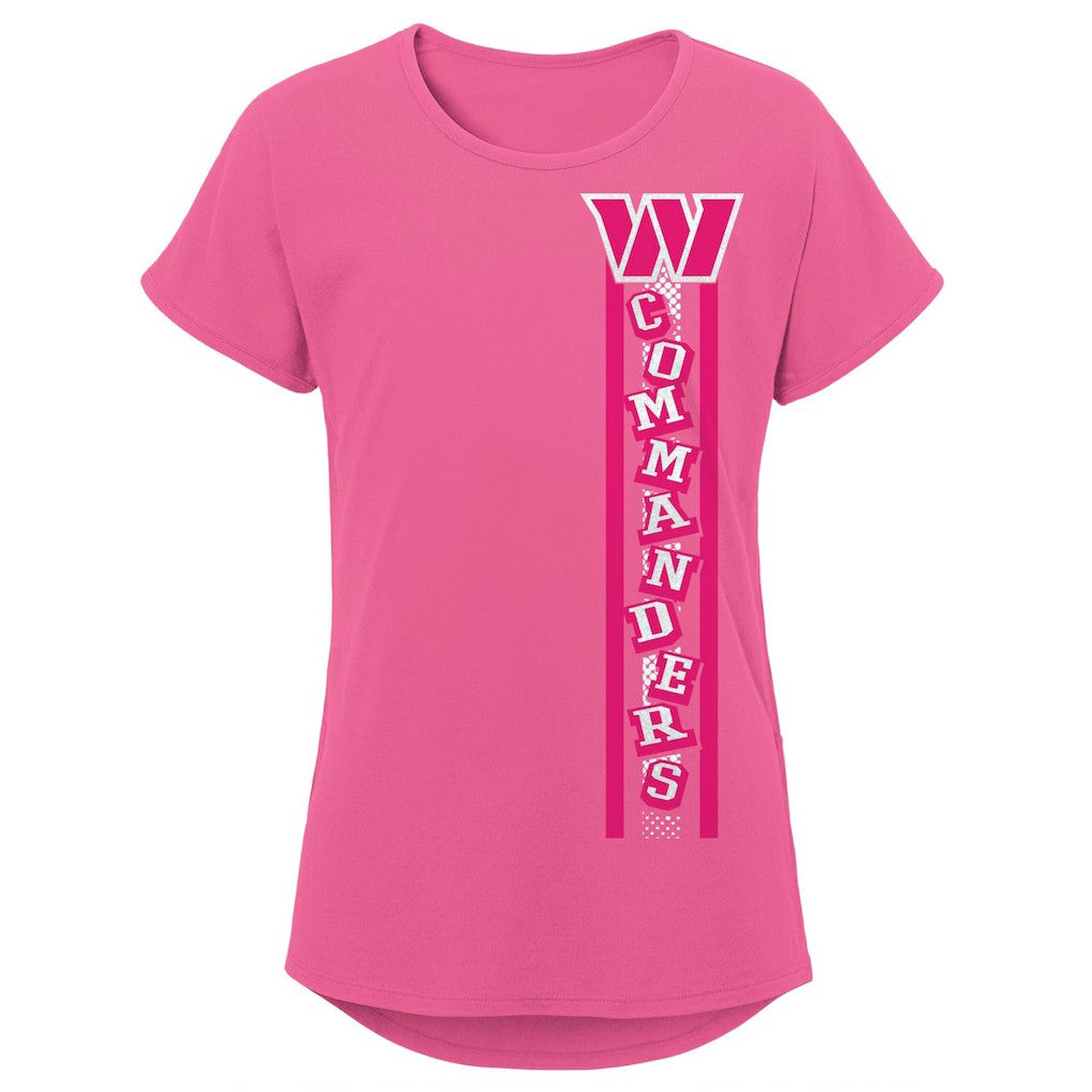 Washington Commanders Girls Youth Logo Fair Catch Dolman T-Shirt - Pink T-shirts