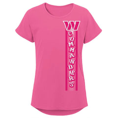 Washington Commanders Girls Youth Logo Fair Catch Dolman T-Shirt - Pink T-shirts