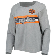 Chicago Bears Juniors All Striped Up Raglan Long Sleeve T-Shirt - Heathered Gray T-shirts