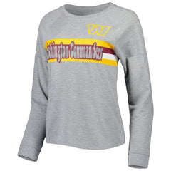 Washington Commanders Juniors All Striped Up Raglan Long Sleeve T-Shirt - Heathered Gray T-shirts