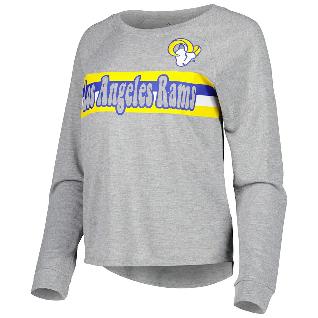 Los Angeles Rams Juniors All Striped Up Raglan Long Sleeve T-Shirt - Heathered Gray T-shirts
