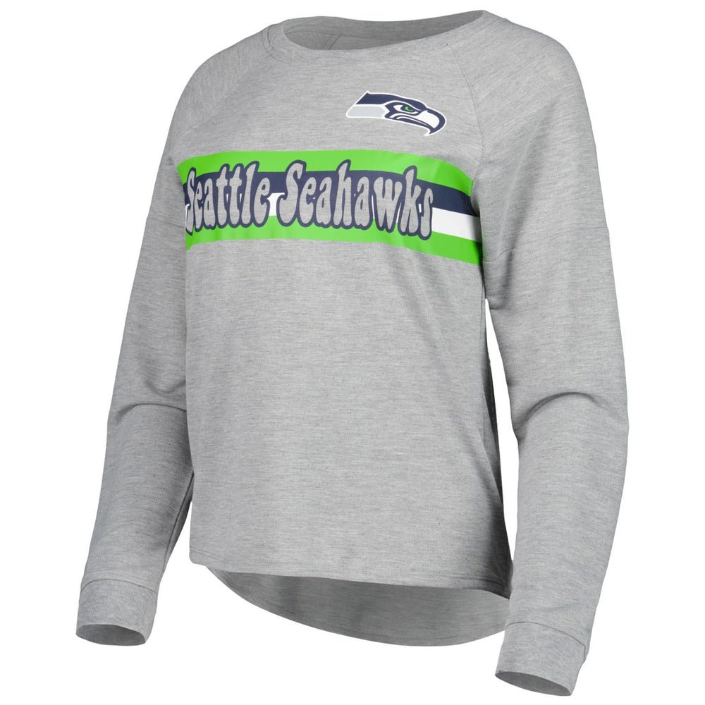 Seattle Seahawks Juniors All Striped Up Raglan Long Sleeve T-Shirt - Heathered Gray T-shirts
