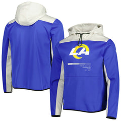 Los Angeles Rams New Era Combine Authentic Hard Hitter Pullover Hoodie - Royal Hoodies