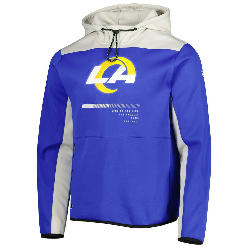 Los Angeles Rams New Era Combine Authentic Hard Hitter Pullover Hoodie - Royal Hoodies
