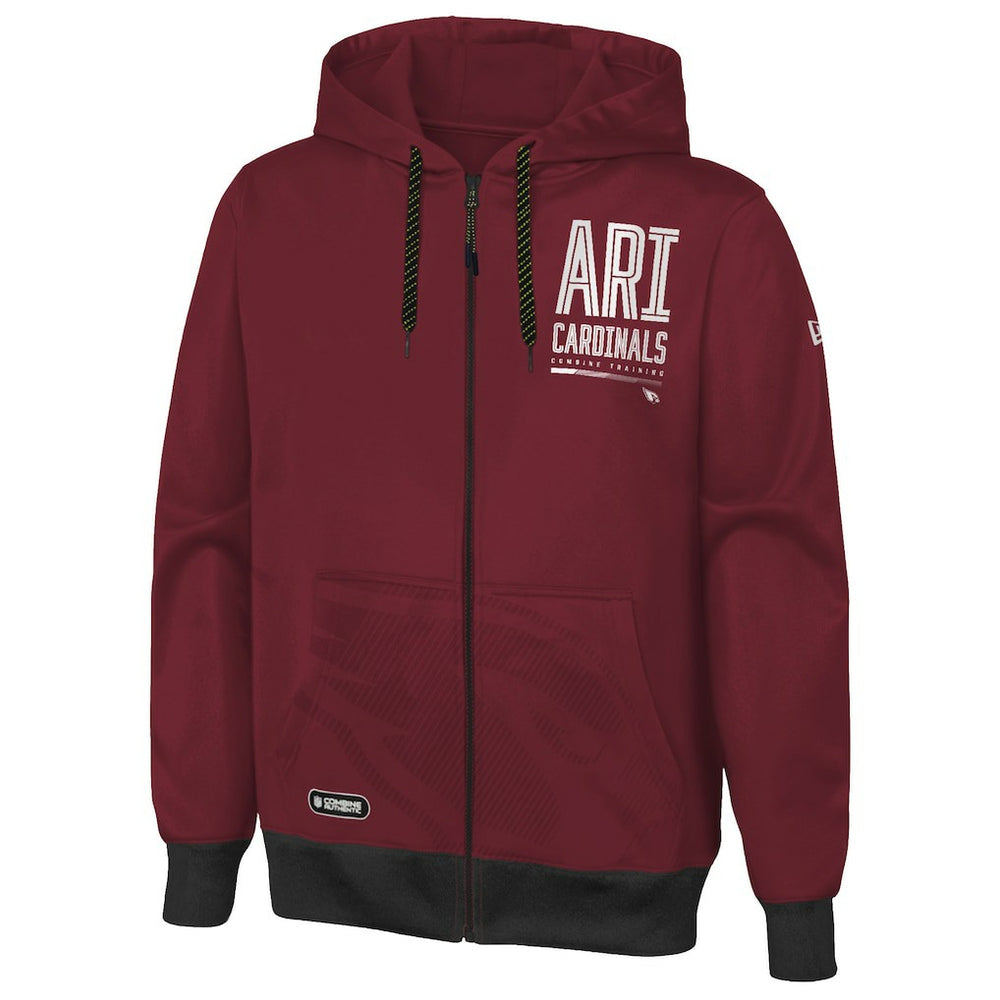 Arizona Cardinals New Era Combine Authentic Drop Back Full-Zip Hoodie - Cardinal Hoodies