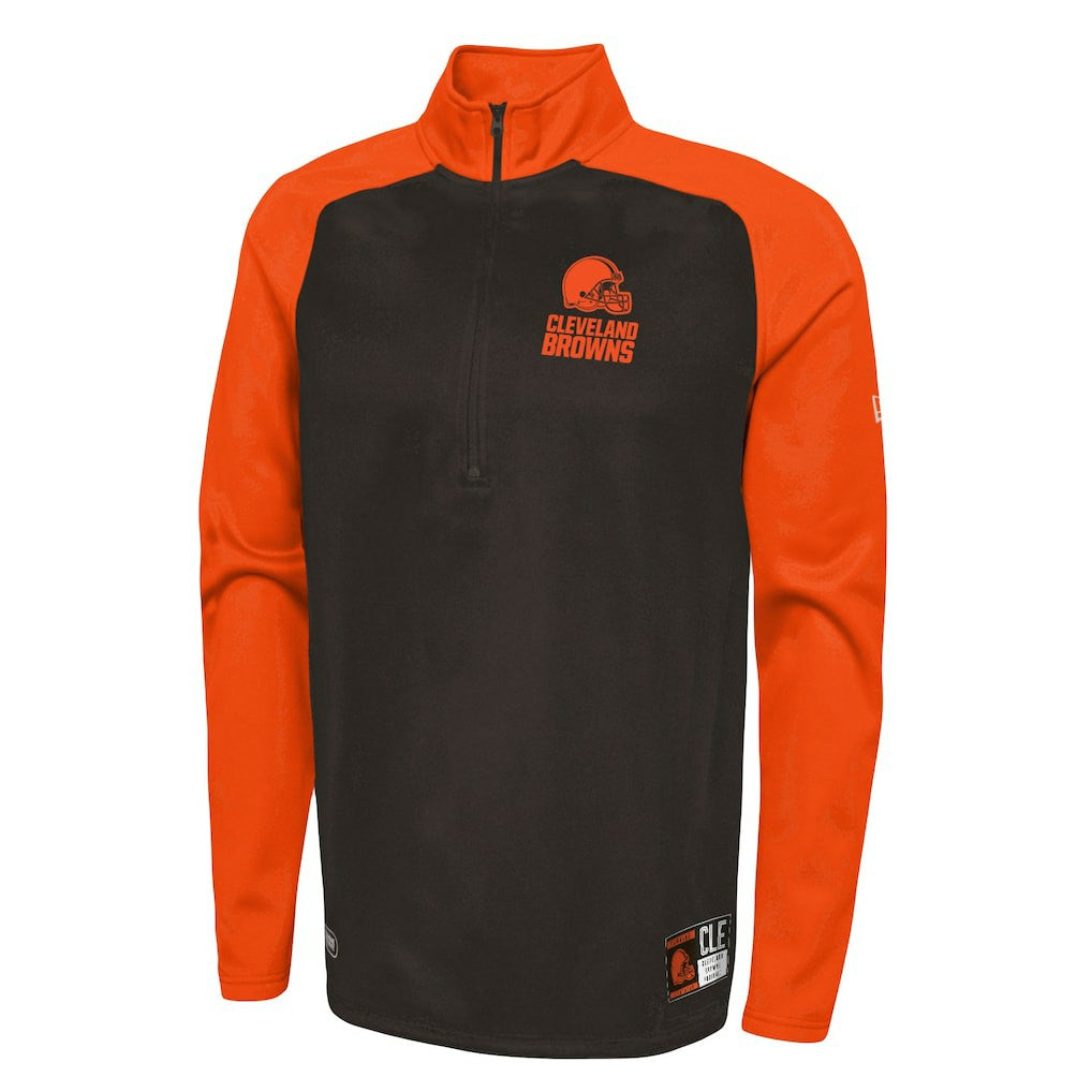 Cleveland Browns New Era Combine Authentic O-Line Raglan Half-Zip Jacket - Brown Jackets