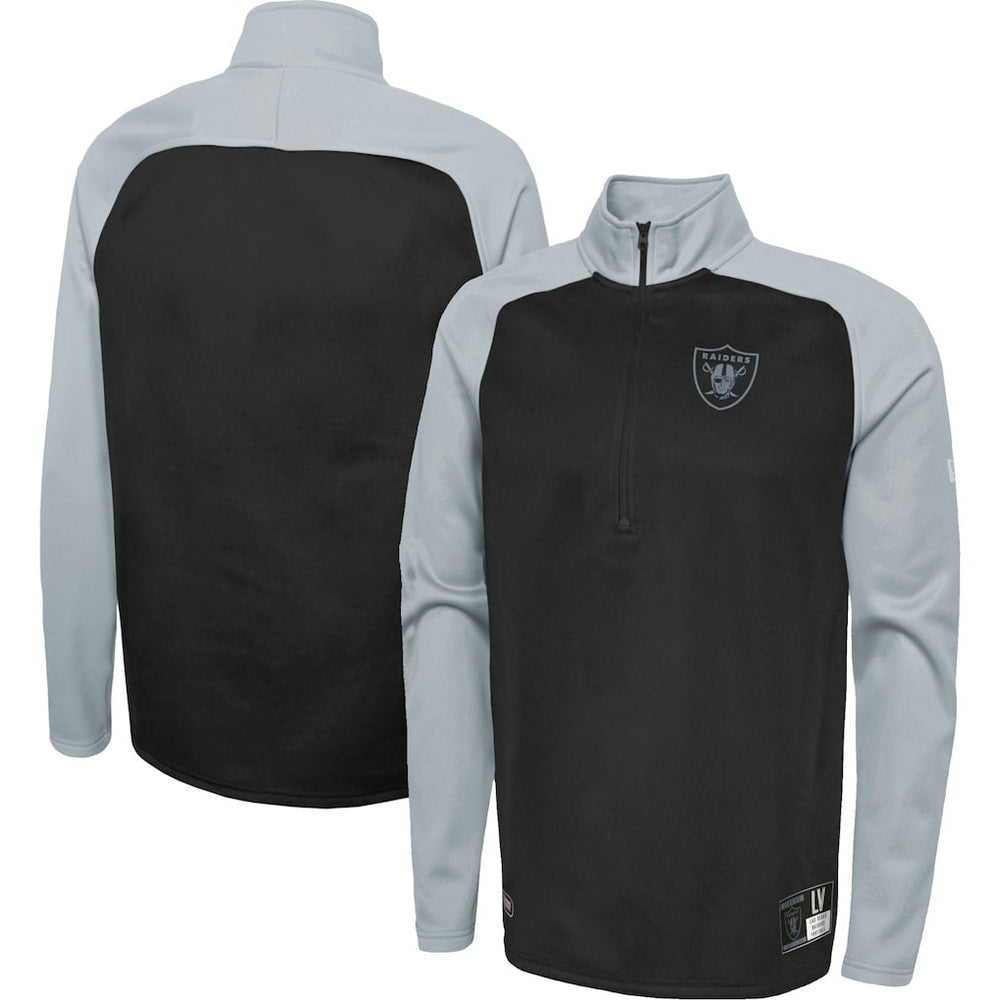 Las Vegas Raiders New Era Combine Authentic O-Line Raglan Half-Zip Jacket - Black Jackets